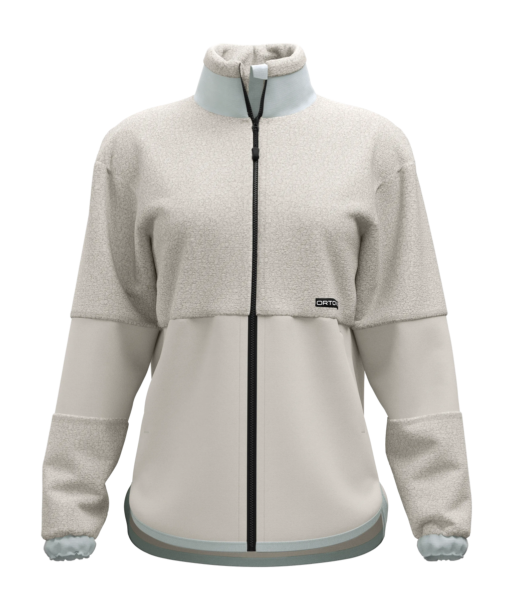 ORTOVOX Fleece Teddy Jacket Damen White Tea – Vorderansicht